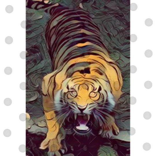 Tiger Color Painted Looking Up Digital Files