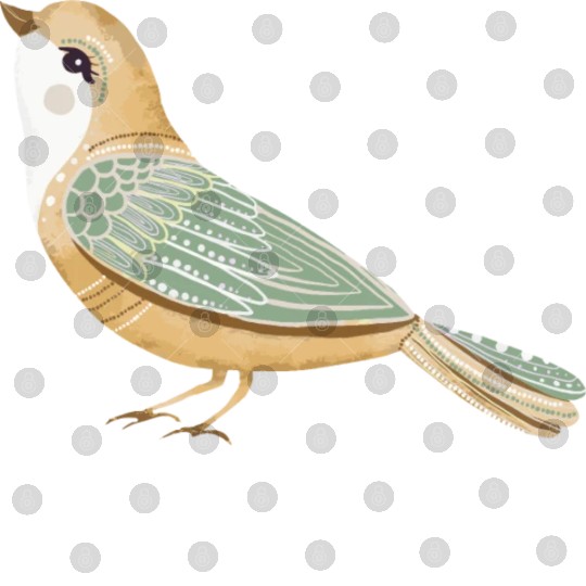 Folk art little fancy bird Digital Files