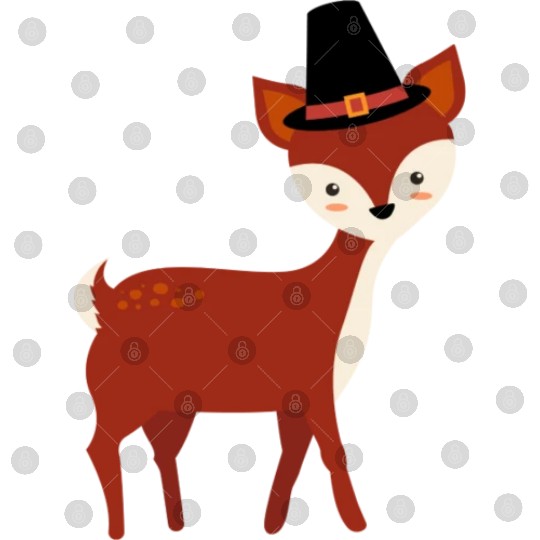 Thanksgiving Deer Wearing Pilgrim Hat Digital Files