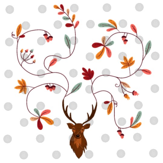 Deer in autumn gift idea antlers with leaves Digital Files