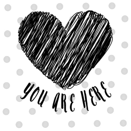 You Are Here Heart Doodle Love Note Scribble (blac Digital Files