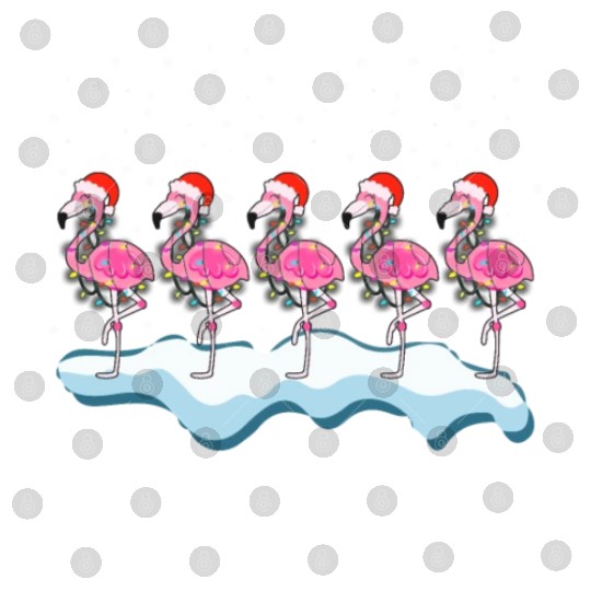 Christmas Pink Flamingo Santa Hat Holiday Lights Digital Files