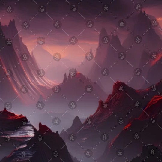 Lonely Red Mountains on an Alien Planet Abstract Digital Files