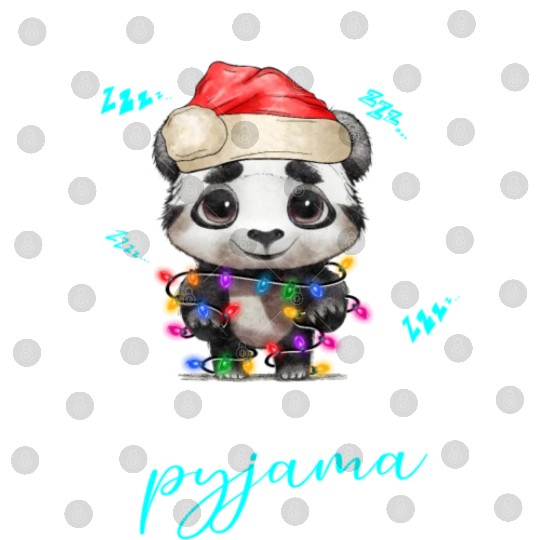 Winter Christmas Pyjama Panda Digital Files