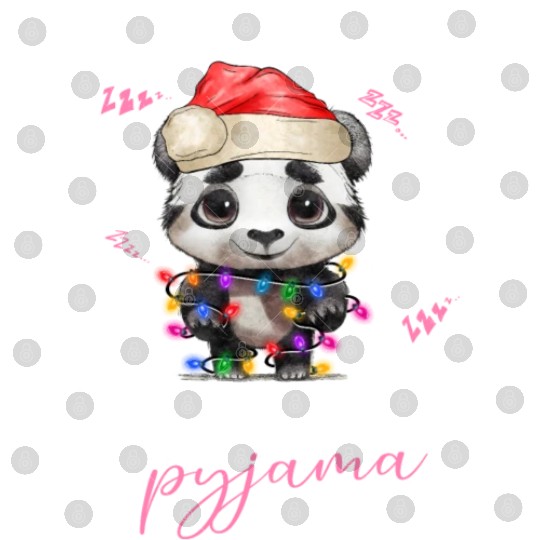 Winter Christmas Pyjama Panda Digital Files