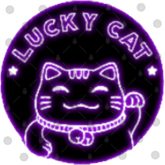Purple neon lucky cat Digital Files