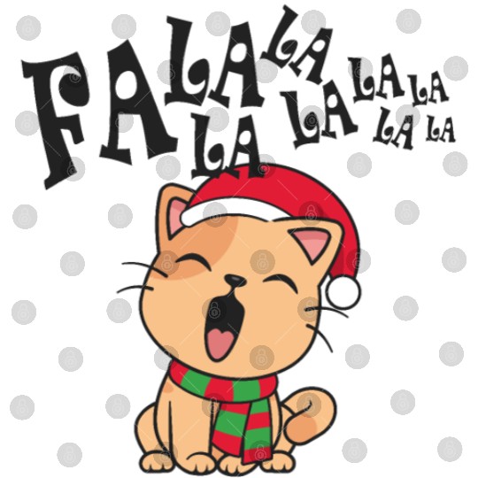 Cute Christmas Cat Singing Fa la la la Song Digital Files