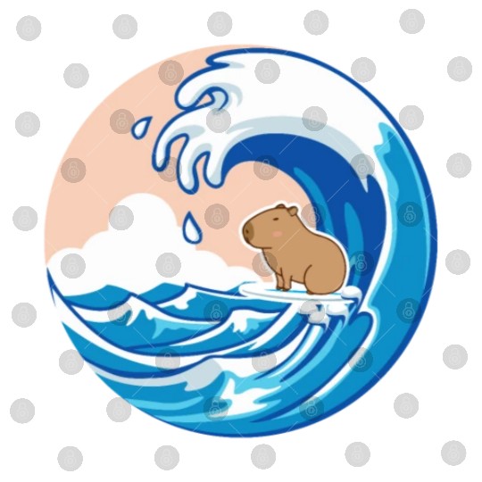Wave Capybara Surfing Rodent Funny Animal Lover Digital Files