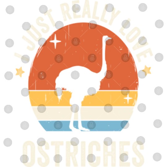 I Just Really Love Ostriches Retro Vintage Sunset Digital Files