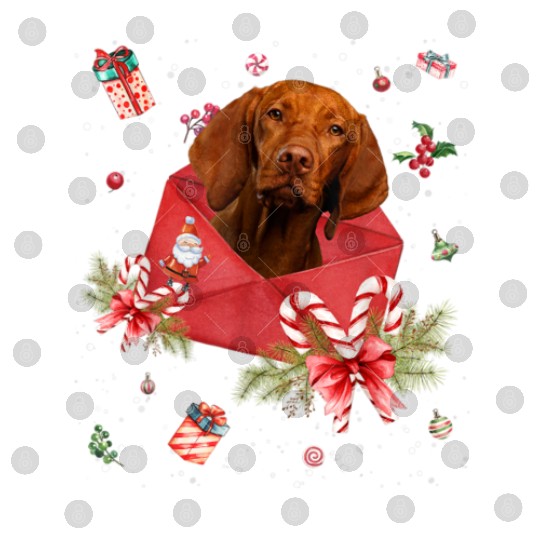 Vizsla Dog In Christmas Card Ornament Pajama Xmas Digital Files