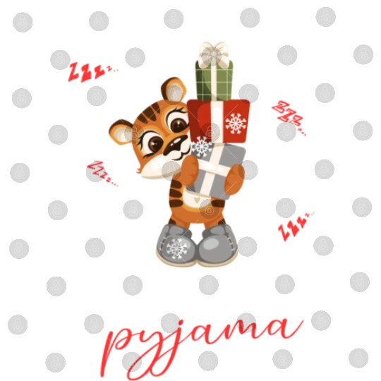 Winter Christmas Pyjama Tiger Digital Files