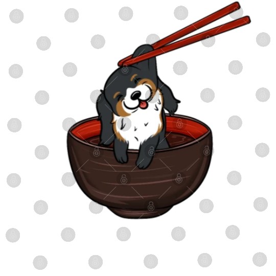 Bernese Mountain Dog Dipping Noodles Digital Files