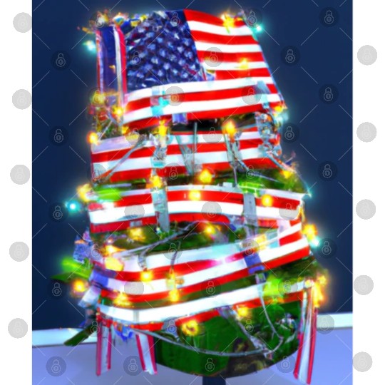 Patriotic Christmas Tree With US Flag Digital Files
