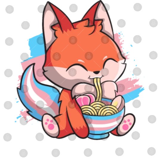 Transgender Pride Kawaii Fox Ramen Noodles Trans F Digital Files