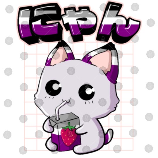 Asexual Pride Kawaii Cat Strawberry Milk Asexual F Digital Files