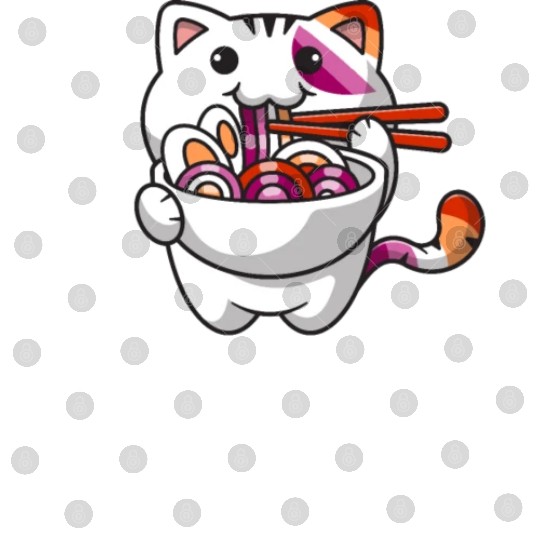 Lesbian Pride Gay Kawaii Cat Ramen Noodles Lesbian Digital Files
