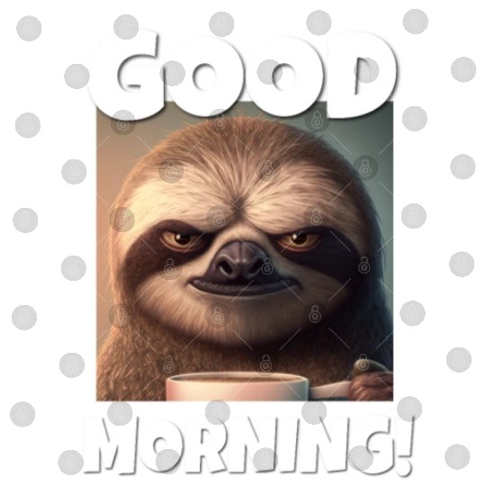 3d Sloth grumpy Coffee I hate people good morning Digital Files