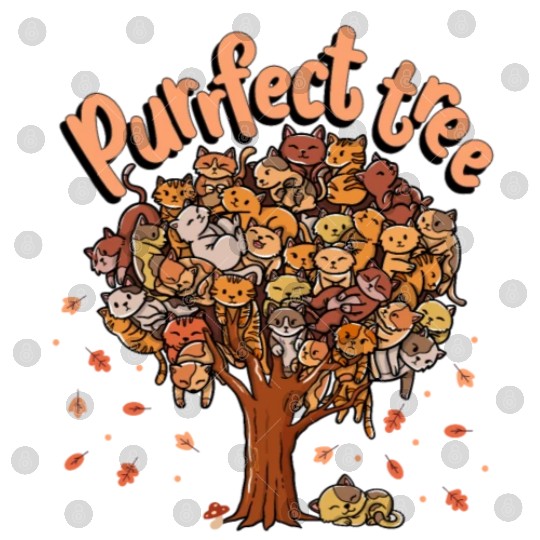 Purrfect Tree Kittens Family Of Cats Fall Season Digital Files