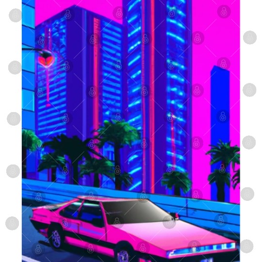 Vaporwave Car Synthwave City Digital Files