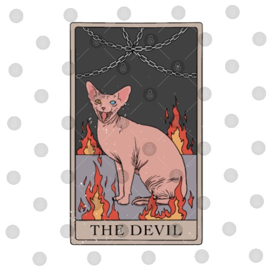 Hairless Cat Devil Tarot Card Design Digital Files