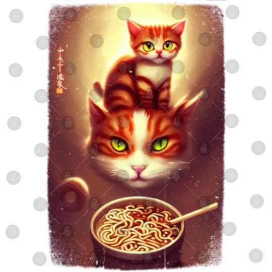 kawaii Japanese cat ramen noodles bowl Digital Files