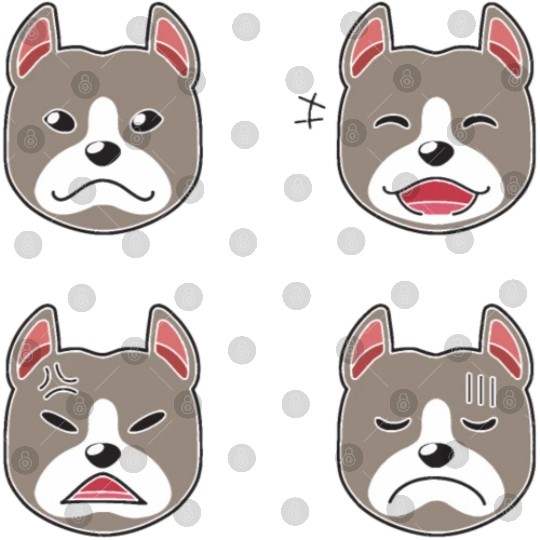 Funny Pitbull Terrier Dog Cartoon Faces Digital Files