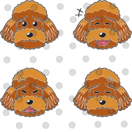 Funny Brown Poodle Dog Cartoon Faces Digital Files