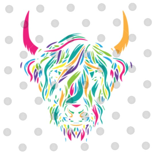 Funny Cow highland cow animal colorful Digital Files