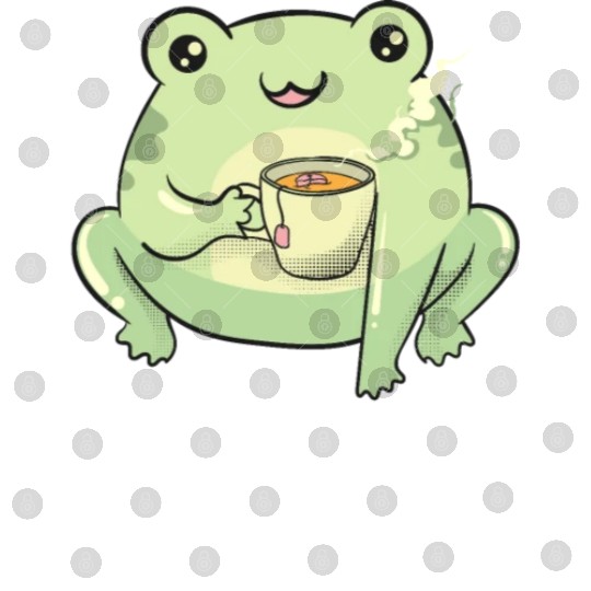 Funny Kawaii Frog Tea Cute Frog Digital Files