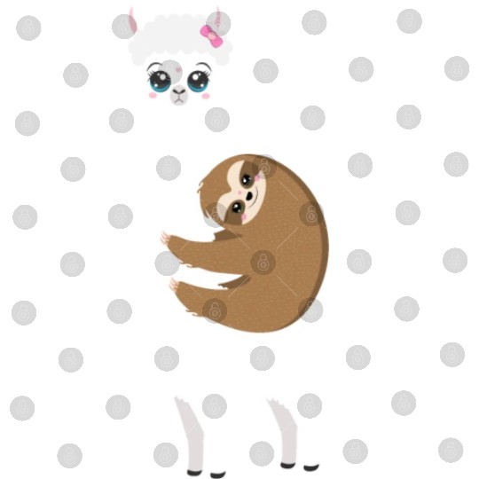 Cute kawaii llama with sloth Digital Files
