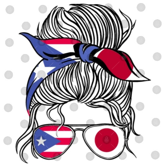 Puerto Rico Flag Japan Grown Women Girl Country Digital Files