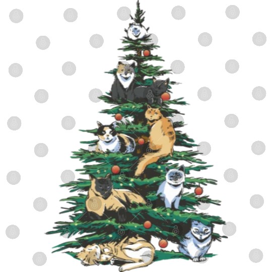 Cat Cats Christmas Tree Pajama Lights Holidays Digital Files