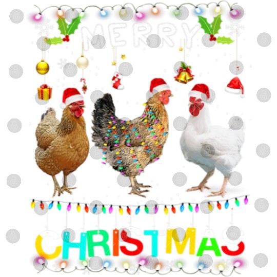 Merry Christmas Chicken Lights Xmas Funny Digital Files