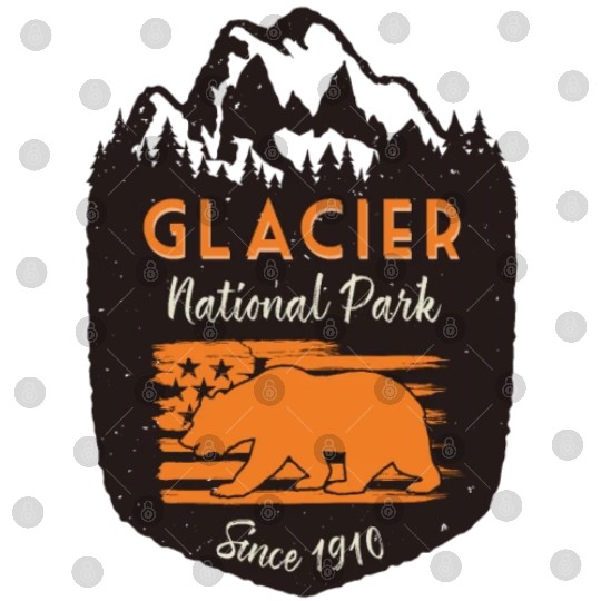Glacier National Park US Flag Grizzly Bear Digital Files