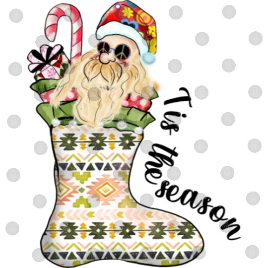 Tis the season Santa In Christmas Stocking Digital Files