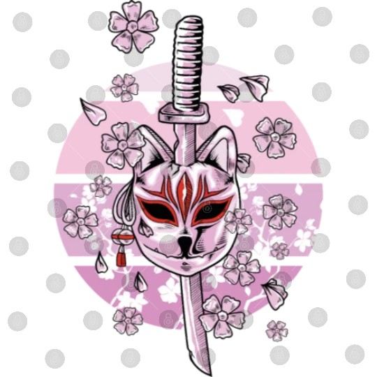 Kitsune Mask Japanese Nine Tailed Fox Cherry Digital Files