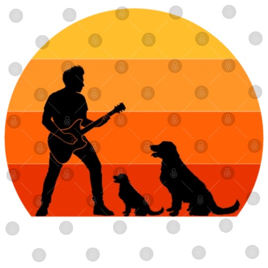 Guitar Player Pet Dog Animal Musician Bassist Digital Files