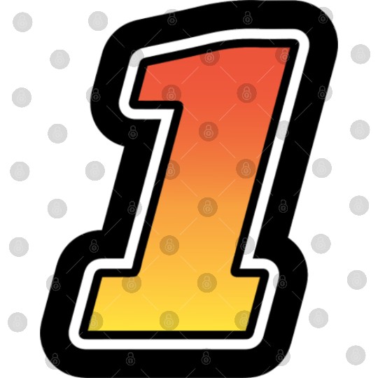 Number One 1 Gradient Yellow Orange 3 Stroke Digital Files