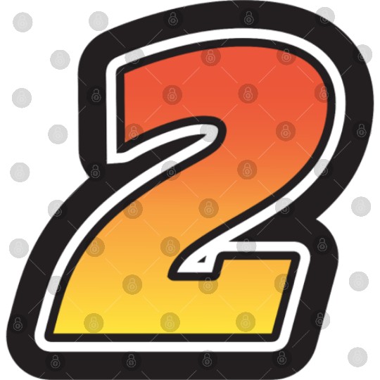 Number Two 2 Gradient Yellow Orange 3 Stroke Digital Files