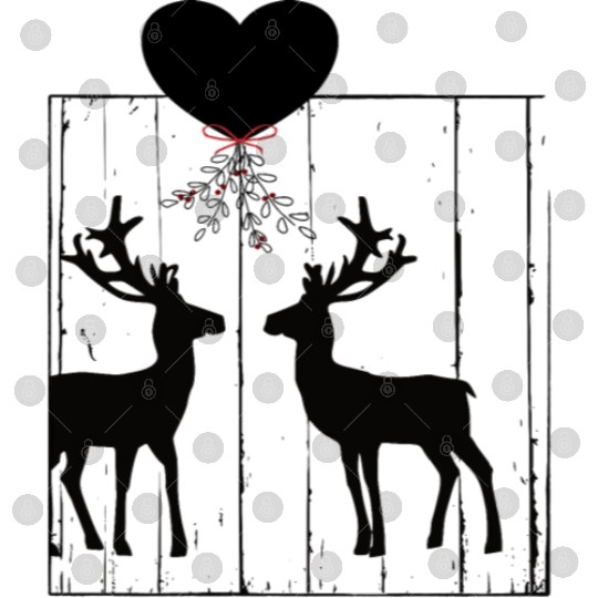 Reindeer love under a mistletoe Digital Files