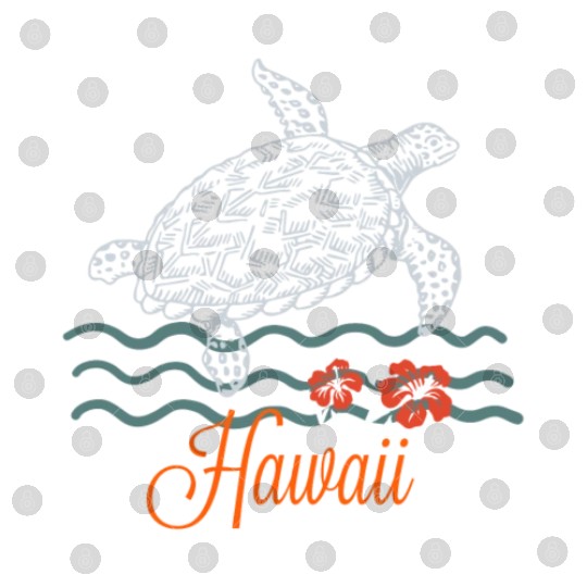 Hawaii Sea Turtle Hibiscus Flowers Souvenir Digital Files