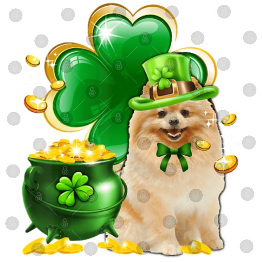 Pomeranian Dog Shamrock St Patricks Day Digital Files