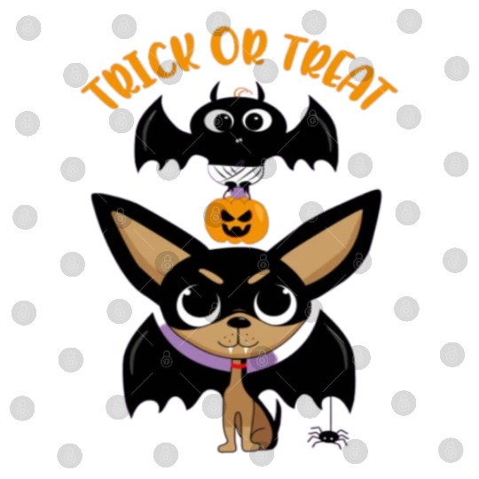 Trick-or-treating Vampire Chihuahua with Bat Digital Files