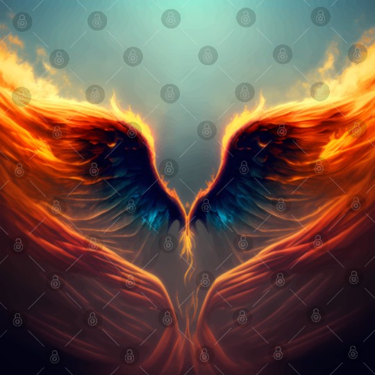 Mashup Epic Wallpaper Flaming Angel Wings Digital Files