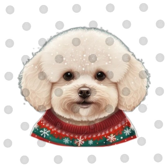 Festive Bichon Frise in a Christmas Sweater Digital Files