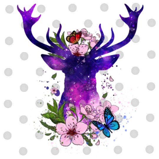 Floral Galaxy Deer Digital Files