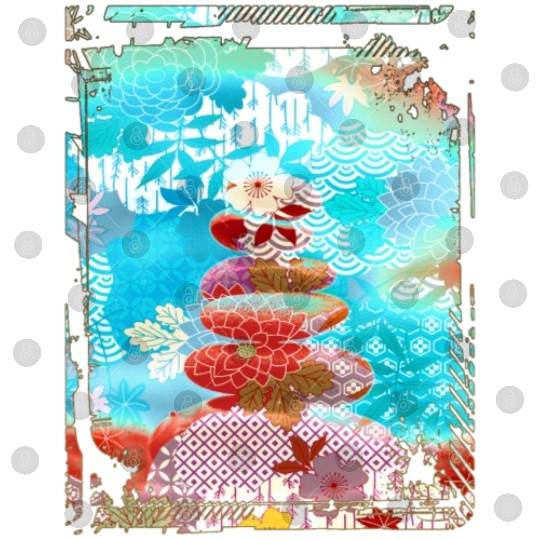 Japan Zen Buddhism Balancing Stones Rocks Cherry Digital Files