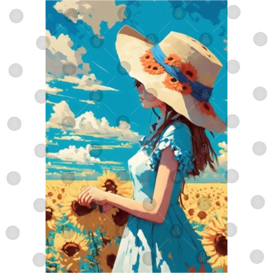 Sunflower girl summer Digital Files