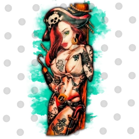 Pirate Pin-Up Tattoo Style Digital Files