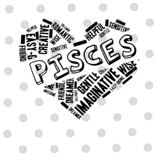 Pisces Heart Word Cloud Doodle Astrology Zodiac St Digital Files
